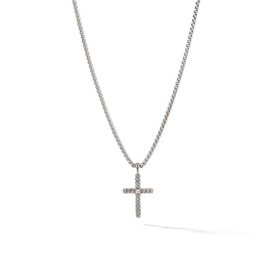David Yurman Cable Classics Collection Cross Necklace with Diamond- N06545 SSADI18