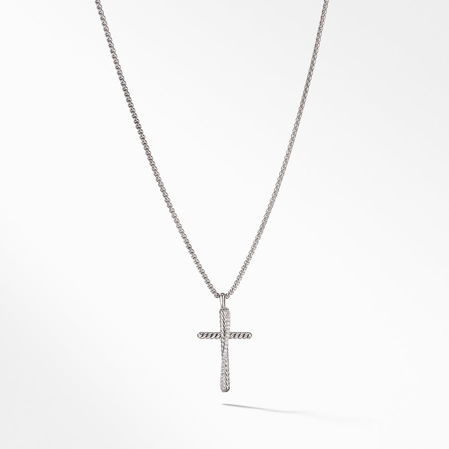 David Yurman Crossover Collection Cross Necklace with Diamonds- N07374 SSADI18