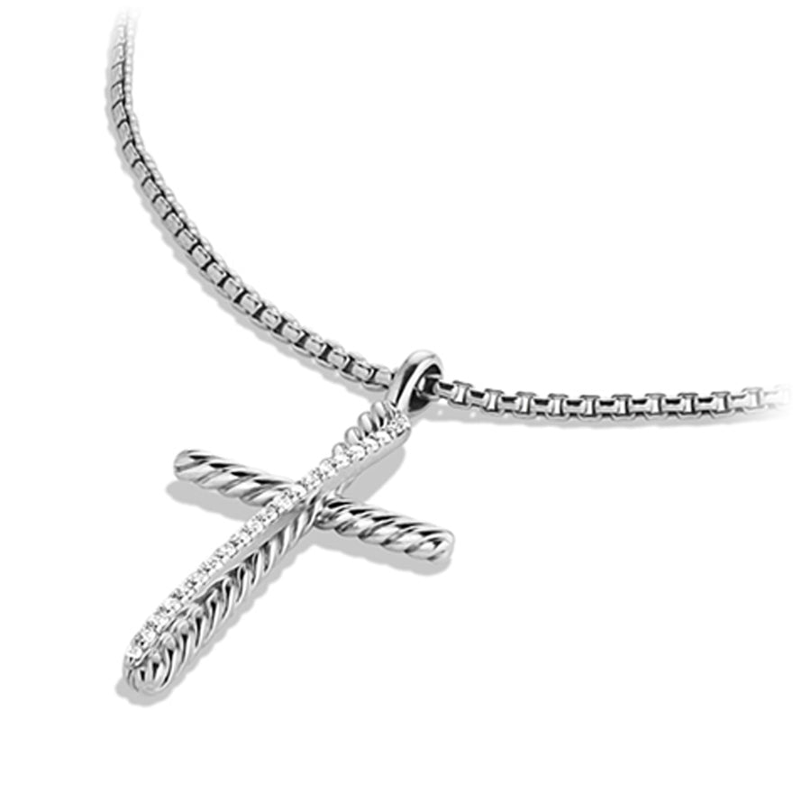 David Yurman Crossover Collection Cross Necklace with Diamonds- N07374 SSADI18