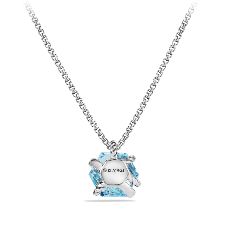 David Yurman Cable Wrap Necklace with Blue Topaz and Diamonds- N11345DSSABTDI