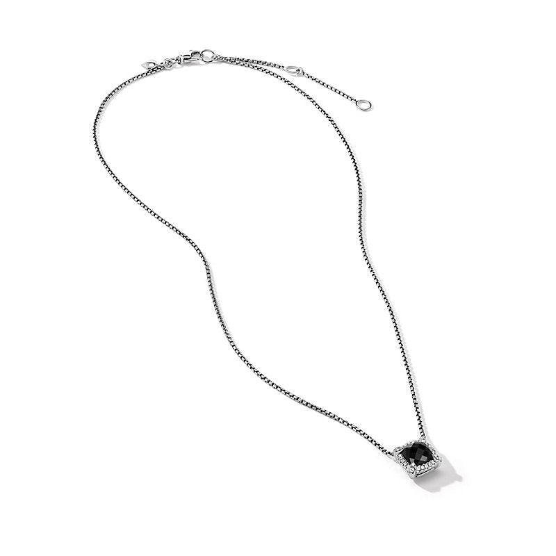 David Yurman Petite Chatelaine Pave Bezel Pendant Necklace with Black Onyx and Diamonds- N14202DSSABODI18
