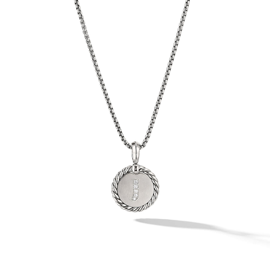 David Yurman Initial Charm Necklace with Diamonds- N14521DSSADI18J