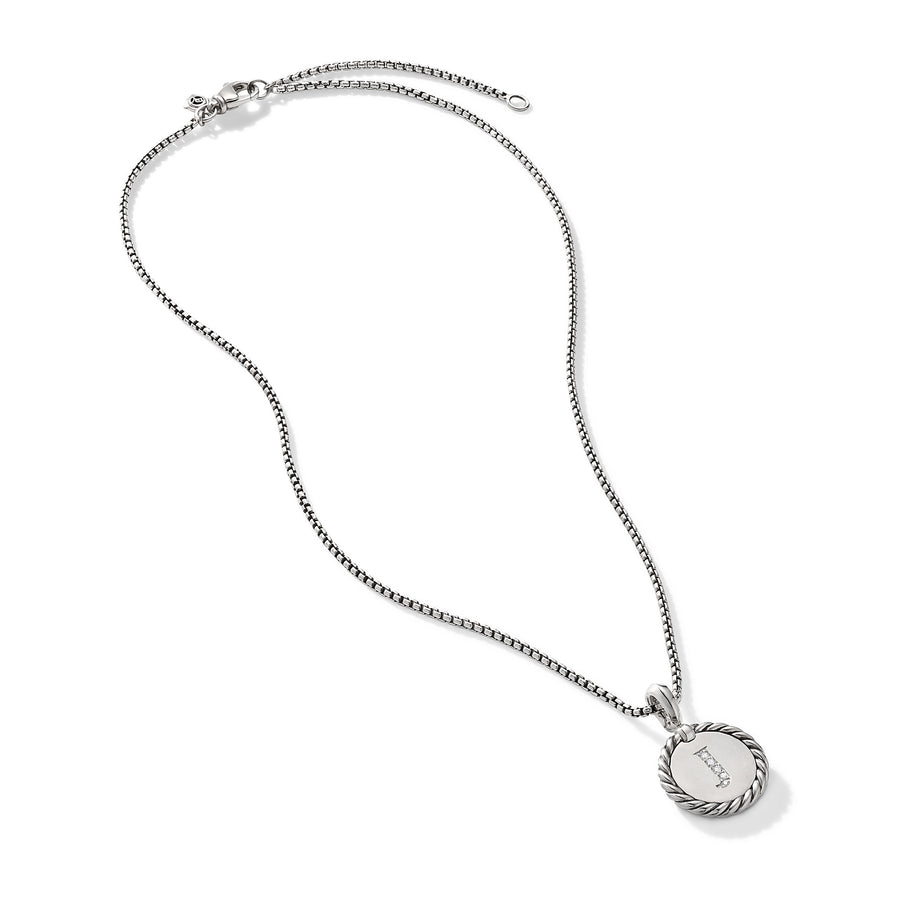 David Yurman Initial Charm Necklace with Diamonds- N14521DSSADI18J