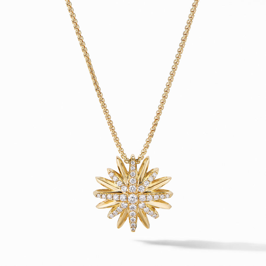David Yurman Starburst Pendant Necklace in 18K Yellow Gold with Diamonds - N16432D88ADI