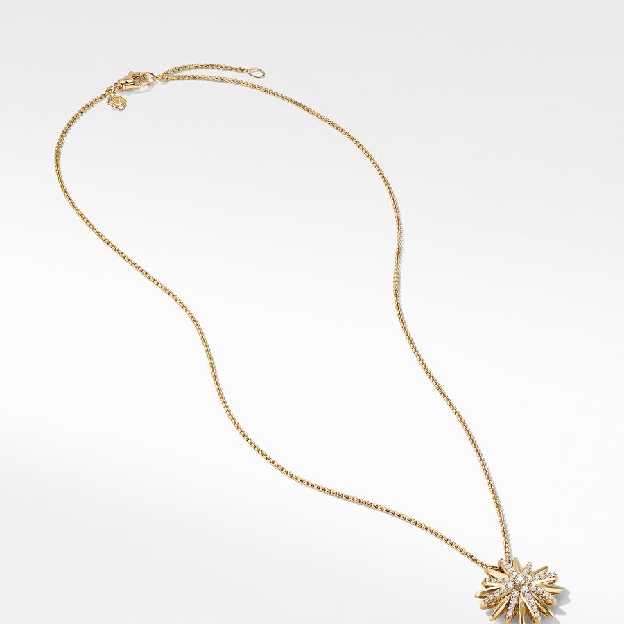 David Yurman Starburst Pendant Necklace in 18K Yellow Gold with Diamonds - N16432D88ADI