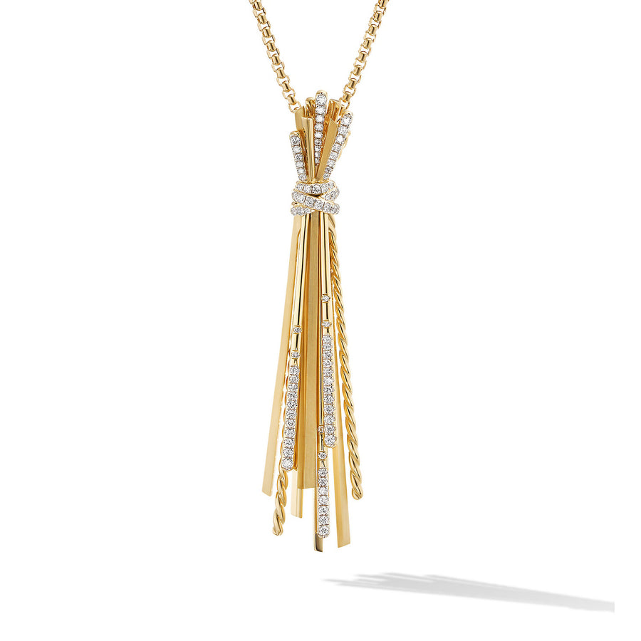 David Yurman Angelika Y Slider Necklace in 18k Yellow Gold with Pave Diamonds- N16994D88ADI36
