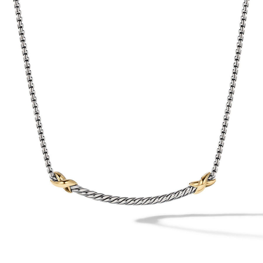 David Yurman Petite X Bar Necklace with 18K Yellow Gold - N17000S8