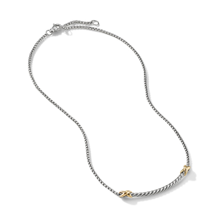 David Yurman Petite X Bar Necklace with 18K Yellow Gold - N17000S8