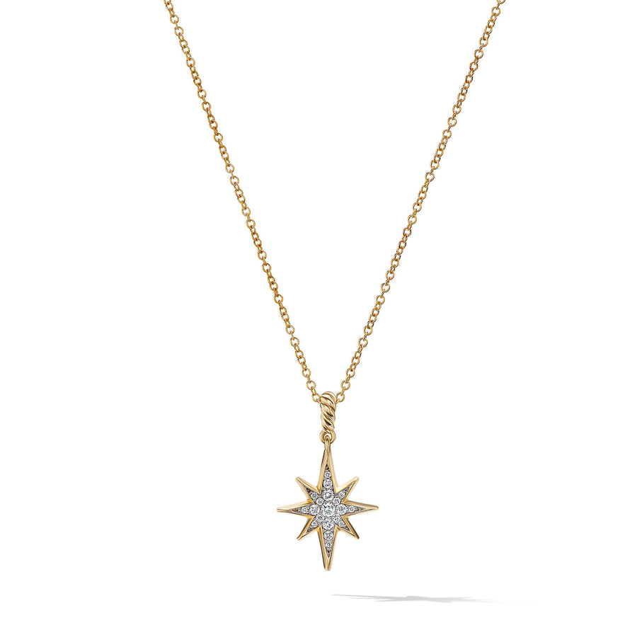 David Yurman Cable Collectibles North Star Necklace in 18k Yellow Gold with Pave Diamonds- N17142D88ADI17
