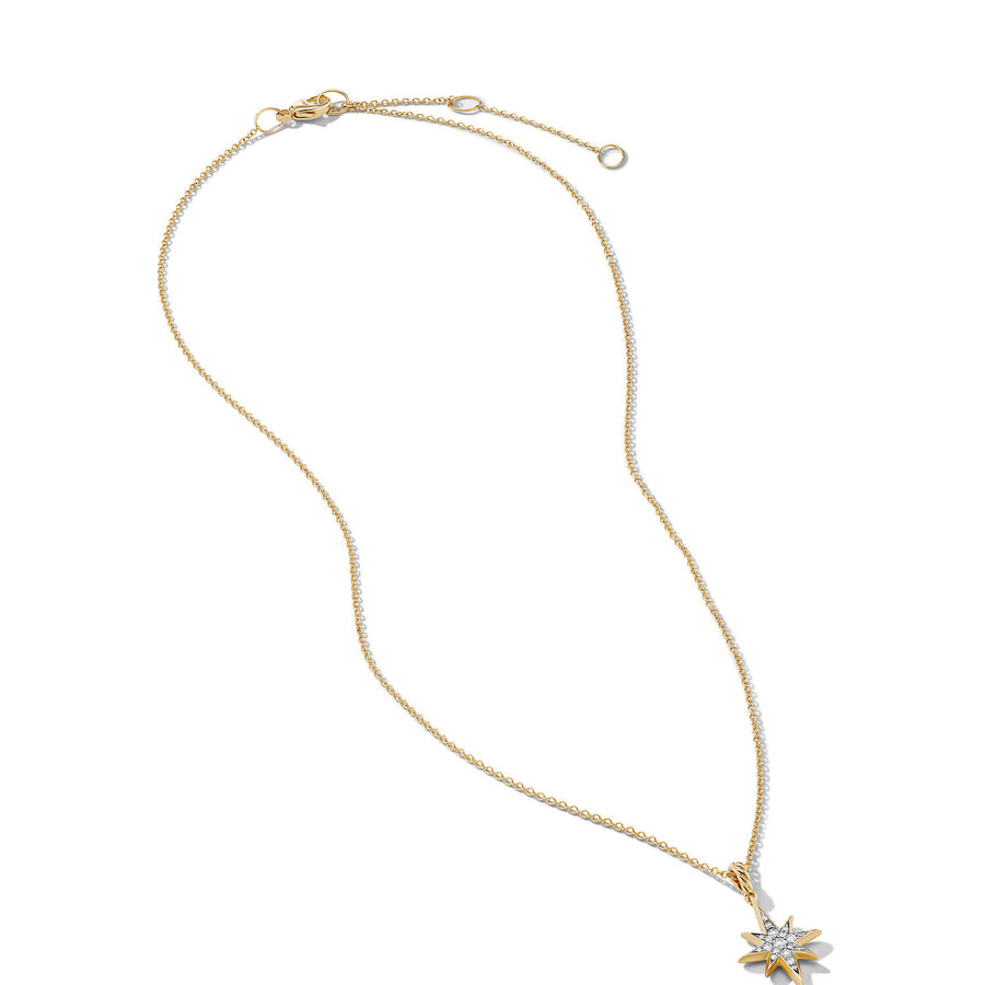 David Yurman Cable Collectibles North Star Necklace in 18k Yellow Gold with Pave Diamonds- N17142D88ADI17