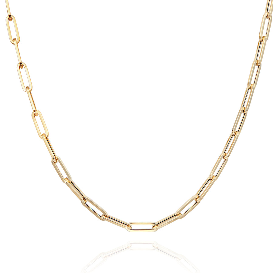 14K Yellow Gold Paperclip Link Chain Necklace 16