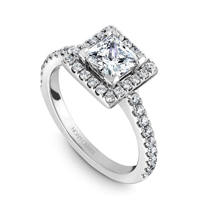 Noam Carver 14K White Gold Princess Halo Diamond Engagement Ring- B029-02A