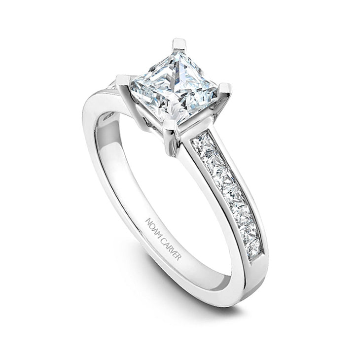 Noam Carver 14K White Gold Princess Channel Set Diamond Engagement Ring- B031-01A