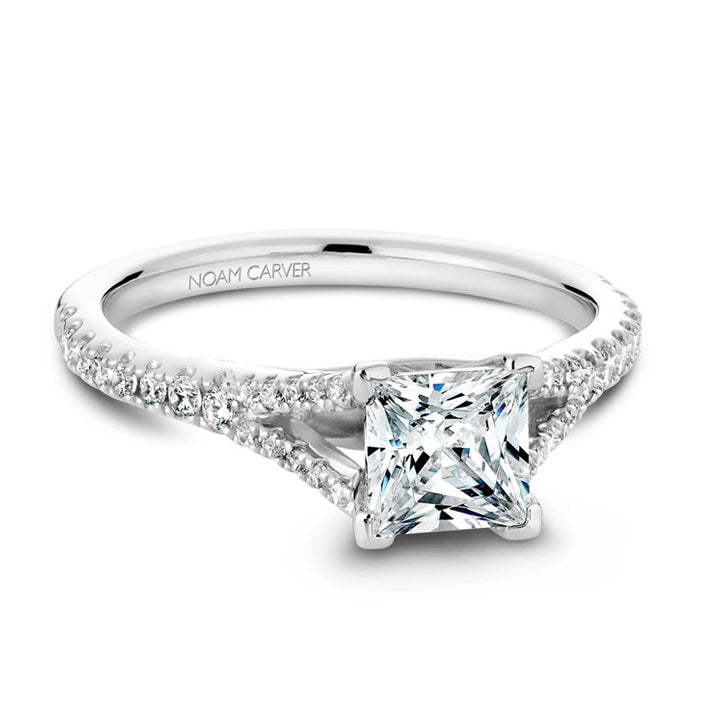 Noam Carver 14K White Gold Princess Diamond Split Shank Engagement Ring- B093-01A