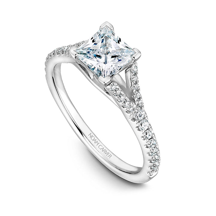 Noam Carver 14K White Gold Princess Diamond Split Shank Engagement Ring- B093-01A