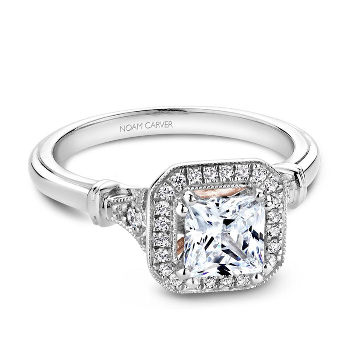 Noam Carver 14K White Gold Princess Vintage Halo Diamond Engagement Ring- B070-01A