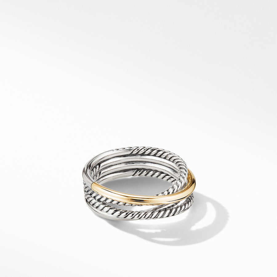 David Yurman Crossover Narrow Ring with 18k Yellow Gold- R07436 S86