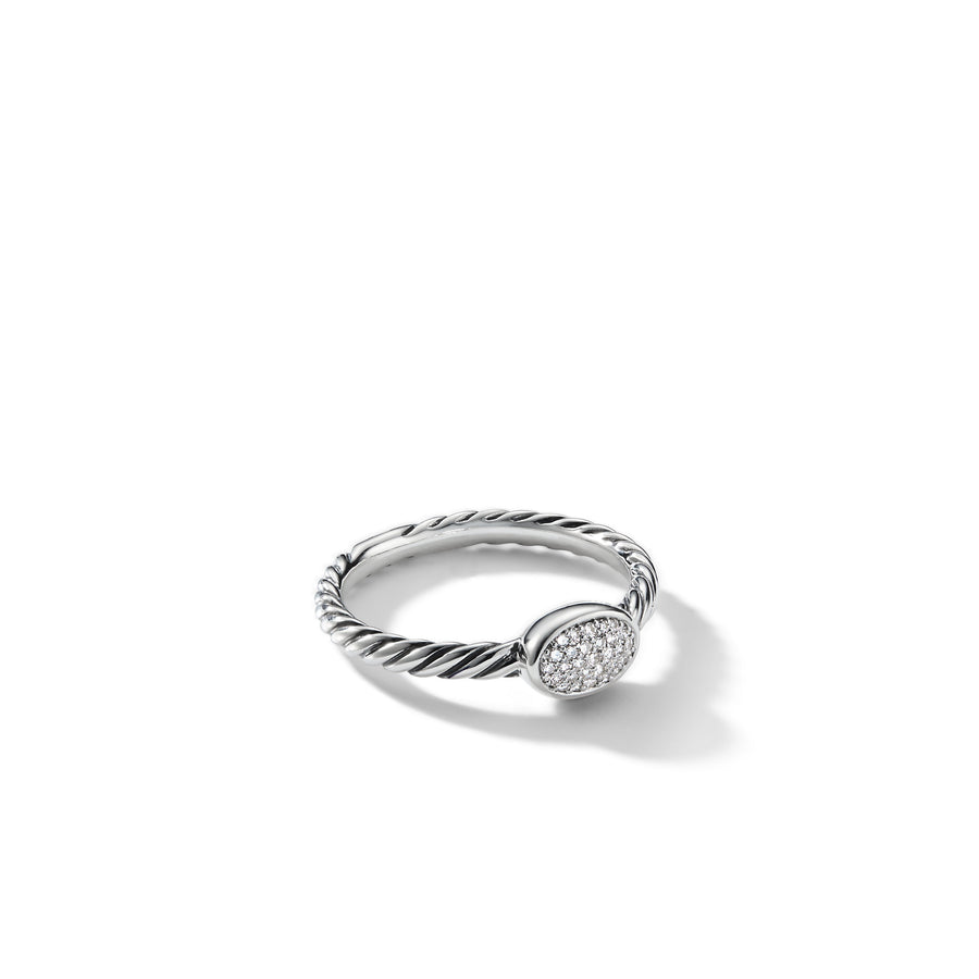 David Yurman Petite Pave Oval Ring with Diamonds- R08939 SSADI6