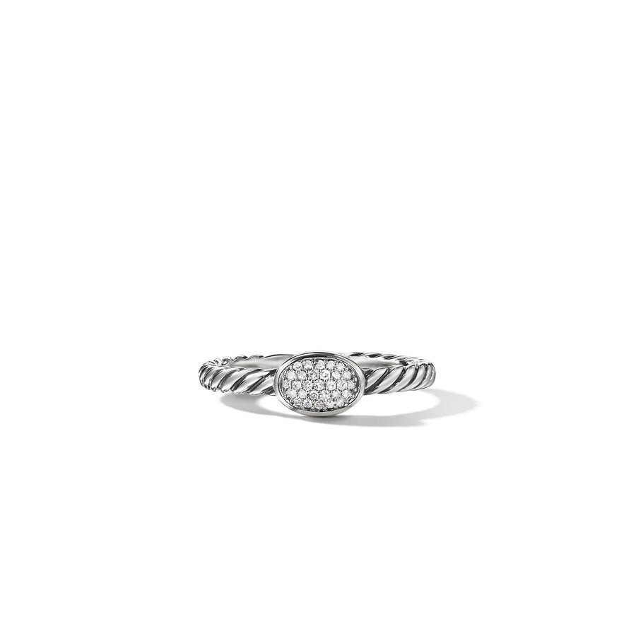 David Yurman Petite Pave Oval Ring with Diamonds- R08939 SSADI6