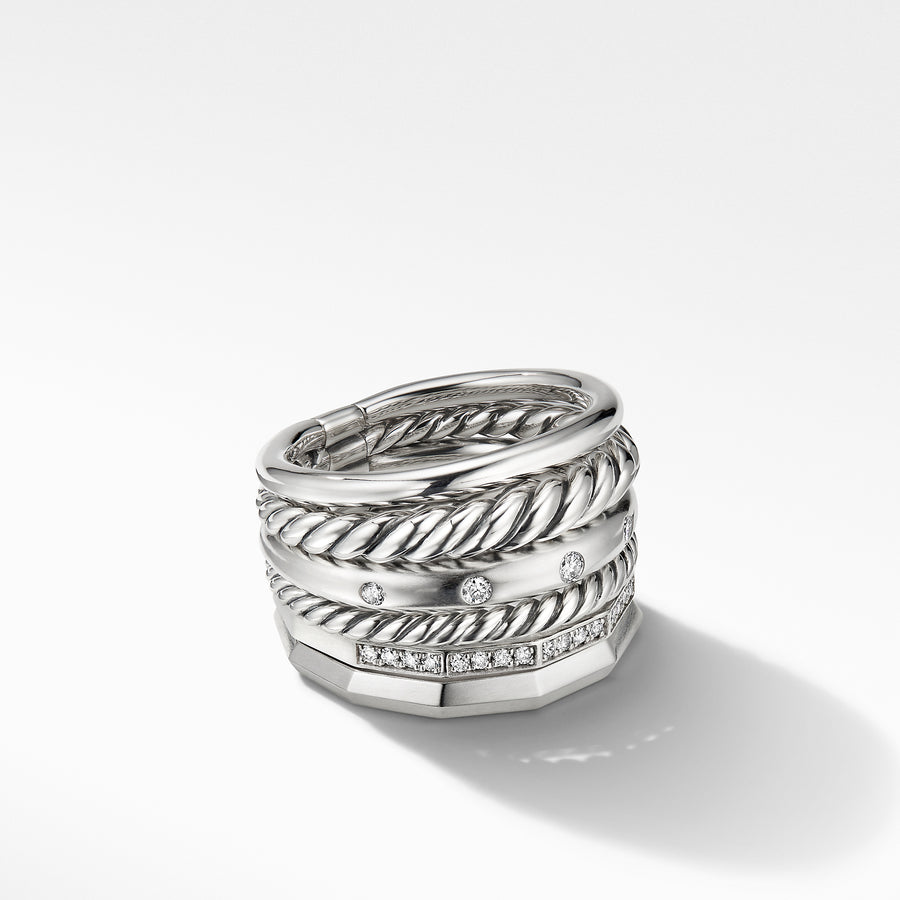 David Yurman Stax Wide Ring with Diamonds - R16231DSSADI