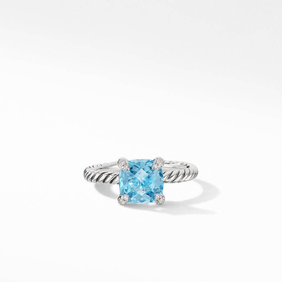 David Yurman Chatelaine® Ring with Blue Topaz and Diamonds - R16329DSSABTDI