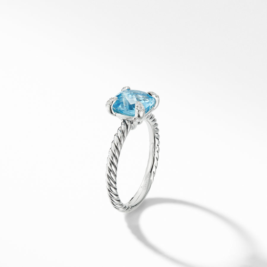 David Yurman Chatelaine® Ring with Blue Topaz and Diamonds - R16329DSSABTDI
