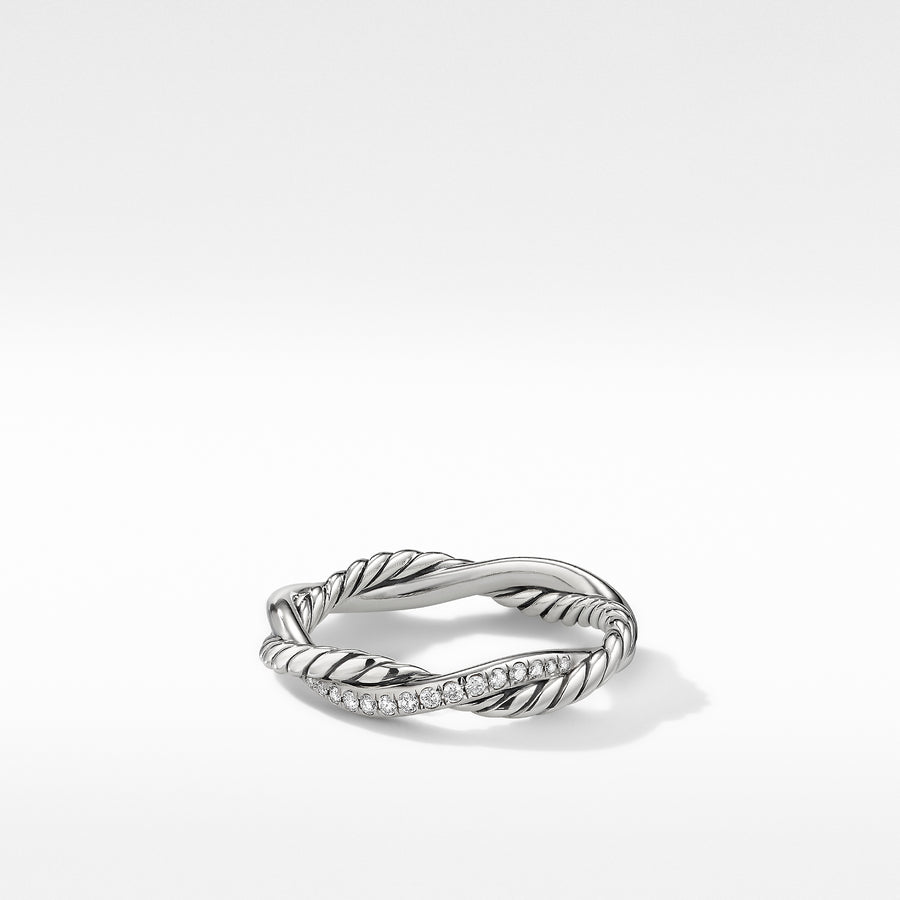 David Yurman Petite Infinity Twisted Ring with Pavé Diamonds - R16370DSSADI