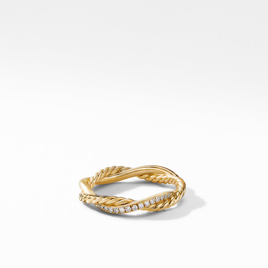 David Yurman Petite Infinity Twisted Ring in 18K Yellow Gold with Pavé Diamonds - R16414D88ADI
