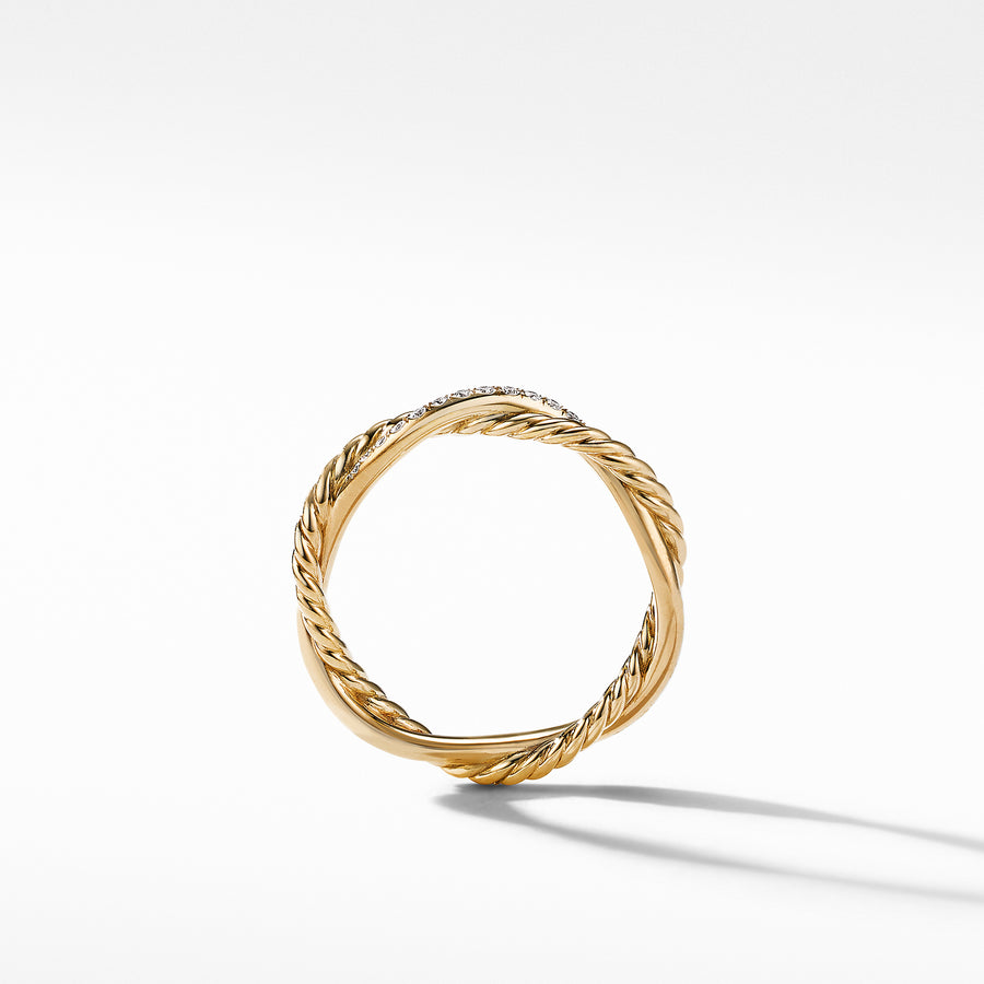 David Yurman Petite Infinity Twisted Ring in 18K Yellow Gold with Pavé Diamonds - R16414D88ADI