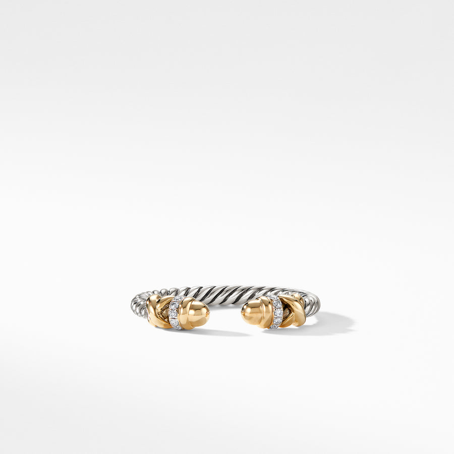 David Yurman Petite Helena Open Ring with 18k Yellow Gold Domes and Diamonds- R16568DS8DGGDI6