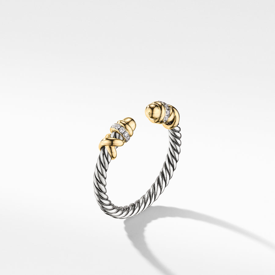 David Yurman Petite Helena Open Ring with 18k Yellow Gold Domes and Diamonds- R16568DS8DGGDI6