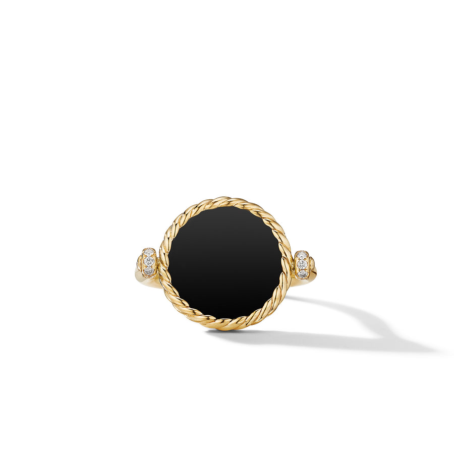 David Yurman DY Elements® Reversible Swivel Ring in 18K Yellow Gold with Black Onyx and Mother of Pearl and Pavé Diamonds - R16810D88DXMDI
