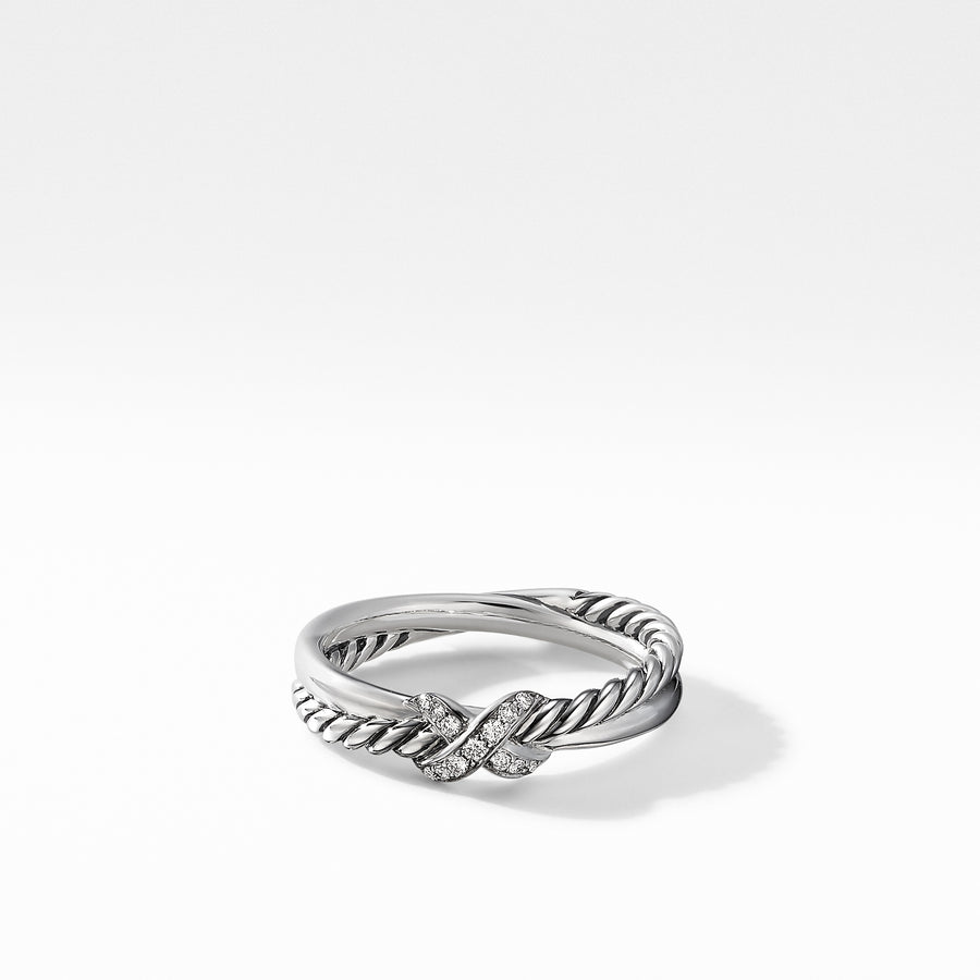 David Yurman Petite X Ring with Pave Diamonds- R16895DSSADI7