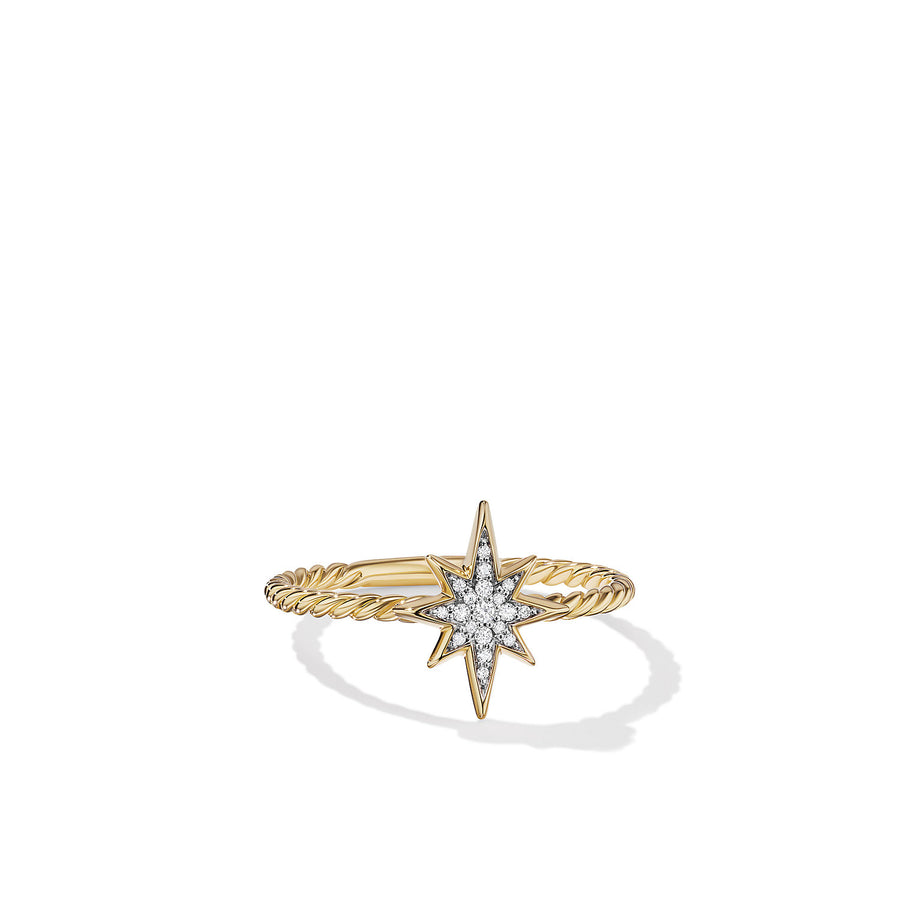 David Yurman Cable Collectibles North Star Stack Ring in 18k Yellow Gold with Pave Diamonds- R17143D88ADI6