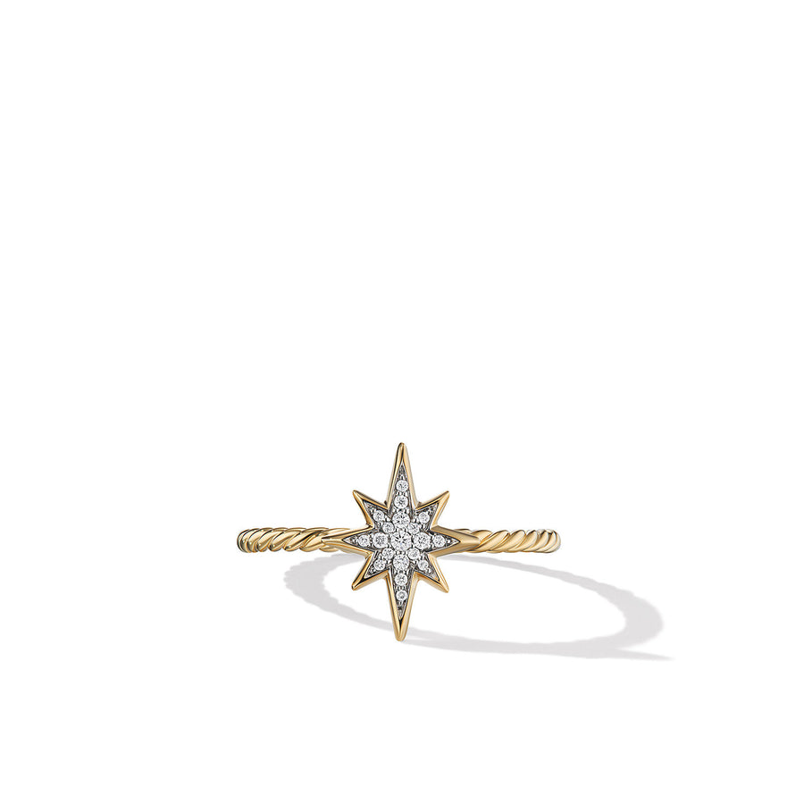 David Yurman Cable Collectibles North Star Stack Ring in 18k Yellow Gold with Pave Diamonds- R17143D88ADI6
