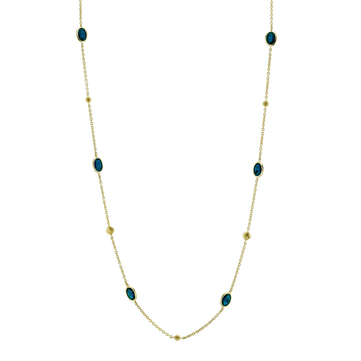 Sloane Street 18k Yellow Gold London Blue Topaz Long Chain- SS-CH020E-LB-Y-34