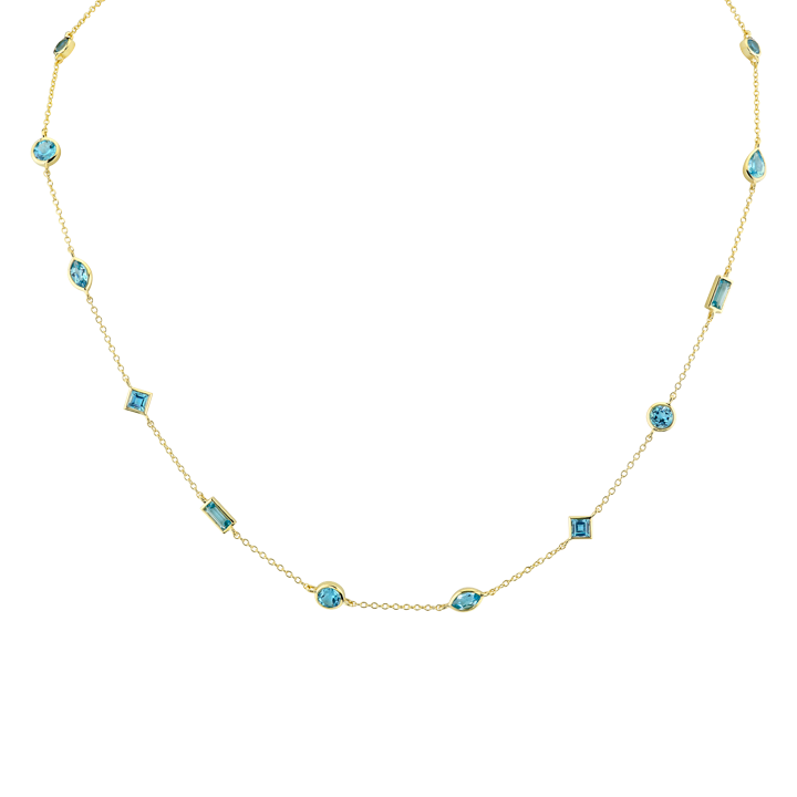 Sloane Street 18k Yellow Gold Mixed Swiss Blue Topaz Necklace- SS-CH004H-SWB-Y-18-16