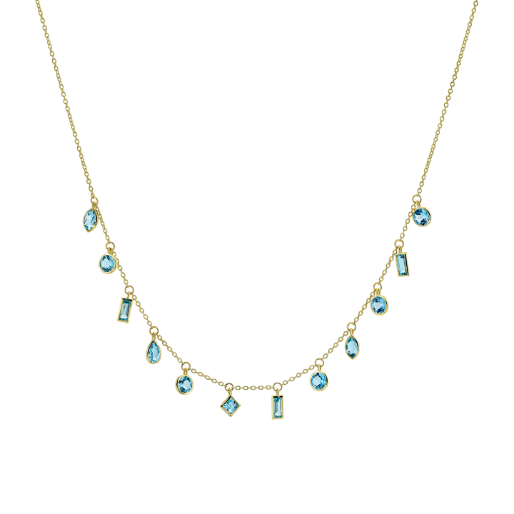 Sloane Street 18k Yellow Gold Dangling Swiss Blue Topaz Necklace- SS-CH003H-SWB-Y-18-16