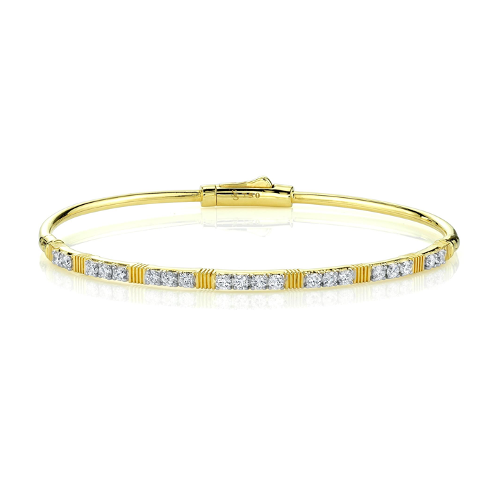 Sloane Street 18k Yellow Gold Diamond Station Bangle Bracelet- SS-B031E-WDCB-Y