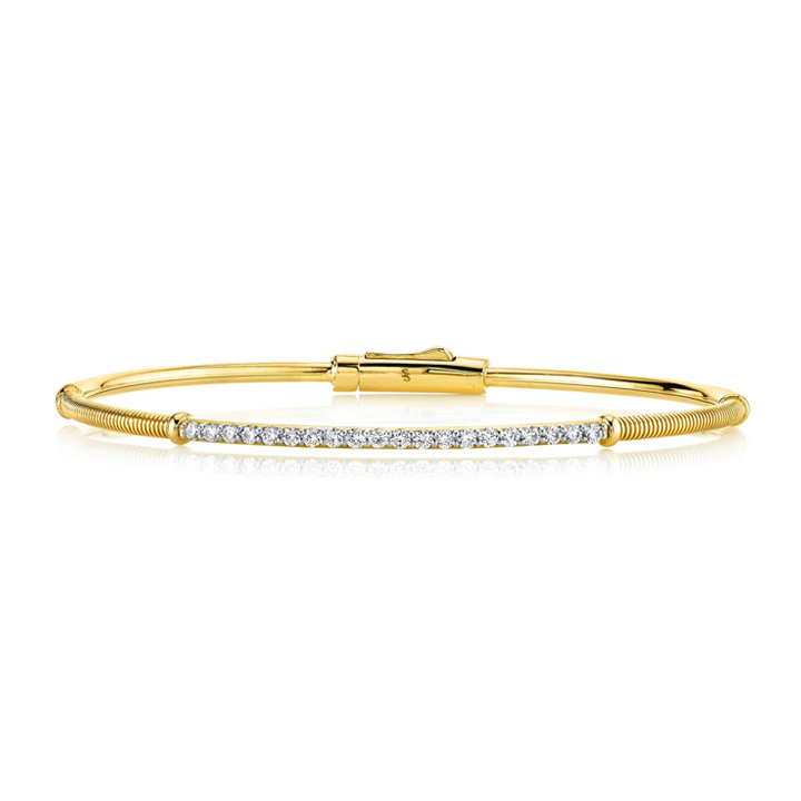Sloane Street 18k Yellow Gold Diamond Bar & Strie Bracelet - SS-B025E-WDCB-Y
