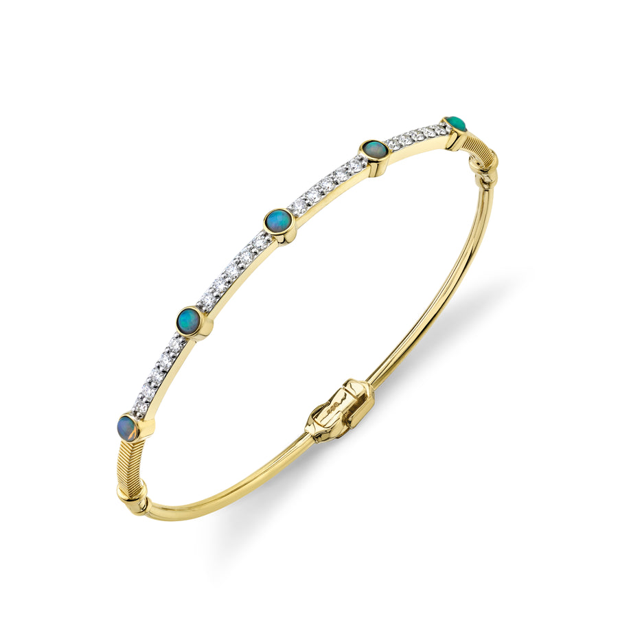Sloane Street 18k Yellow Gold Opal & Diamond Bangle Bracelet- SS-B006F-CO-WDCB-Y-7