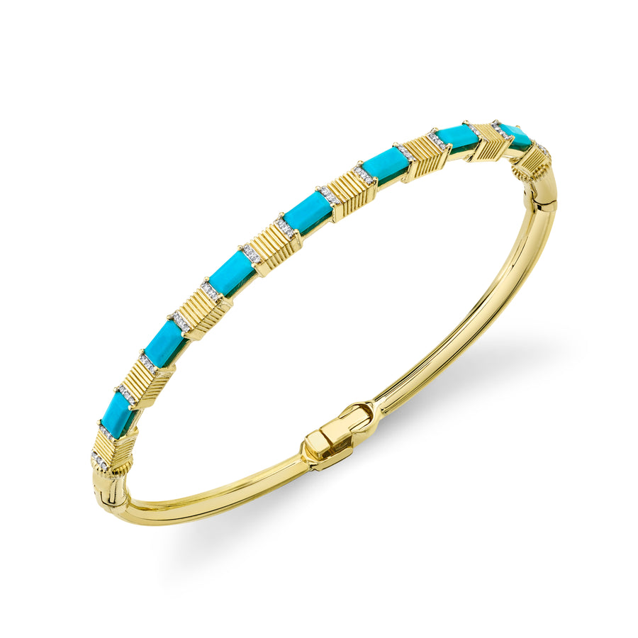 Sloane Street 18k Yellow Gold Diamond & Turquoise Baguette Bracelet- SS-B009H-TQ-WDCB-Y-7