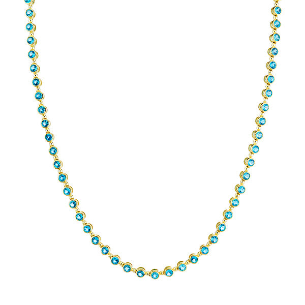Sloane Street 18k Yellow Gold Swiss Blue Topaz Tennis Necklace- SS-CH003J-SWB-Y