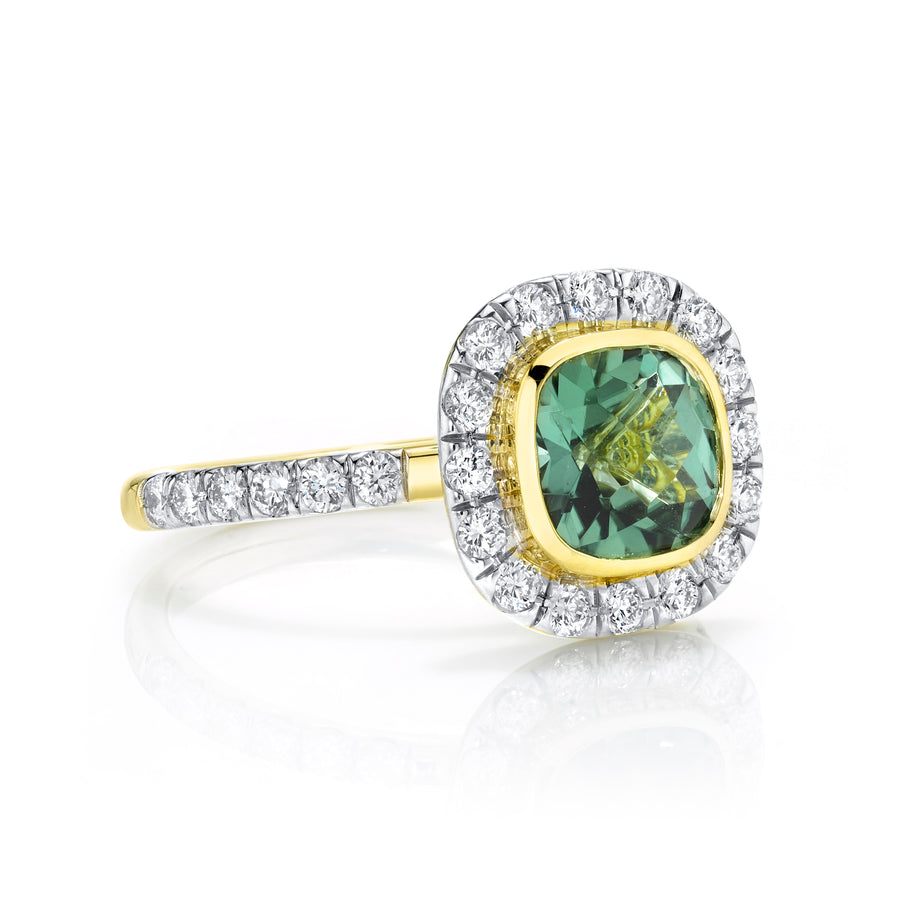 Sloane Street 18k Yellow Gold Diamond & Mint Green Tourmaline Ring- SS-R216T-MGT-WDCB-Y