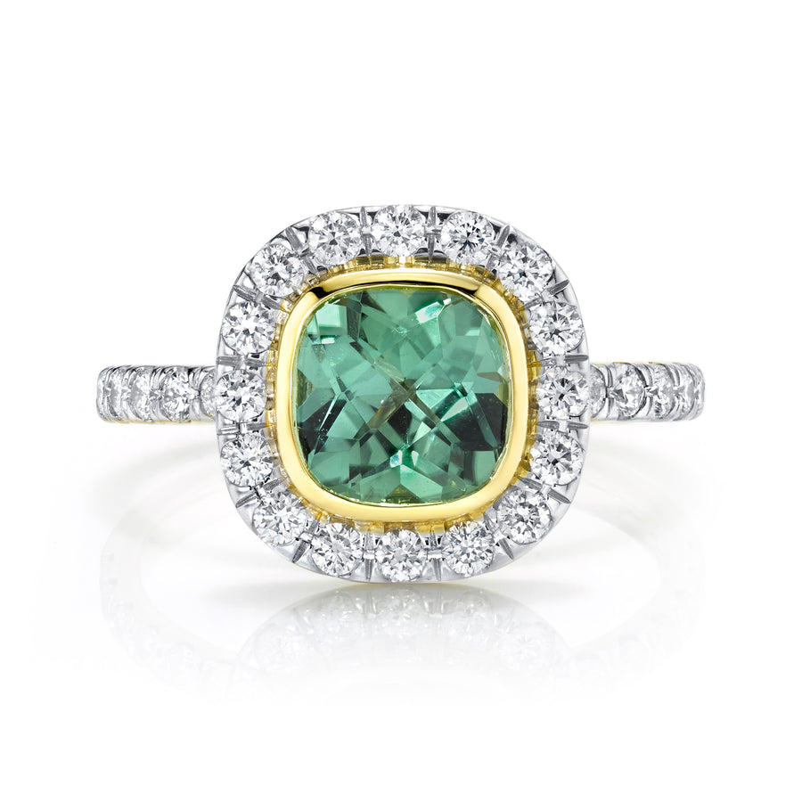 Sloane Street 18k Yellow Gold Diamond & Mint Green Tourmaline Ring- SS-R216T-MGT-WDCB-Y