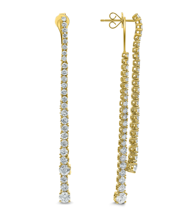 18K Yellow Gold 5.65ctw Diamond Double Drop Earrings- AER-14752-Y
