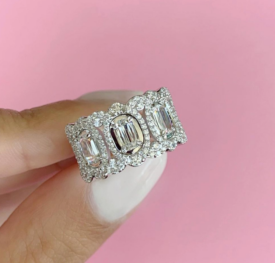 Christopher Designs 18K White Gold L'Amour Crisscut and Round Diamond Anniversary Band-L287