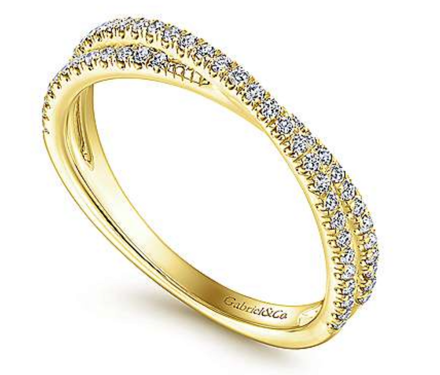 Gabriel & Co. 14K Yellow Gold Criss Cross Diamond Stackable Ring- LR51169Y45JJ