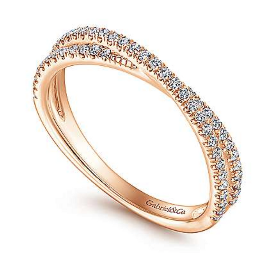 Gabriel & Co. 14K Rose Gold Criss Cross Diamond Stackable Ring- LR51169K45JJ