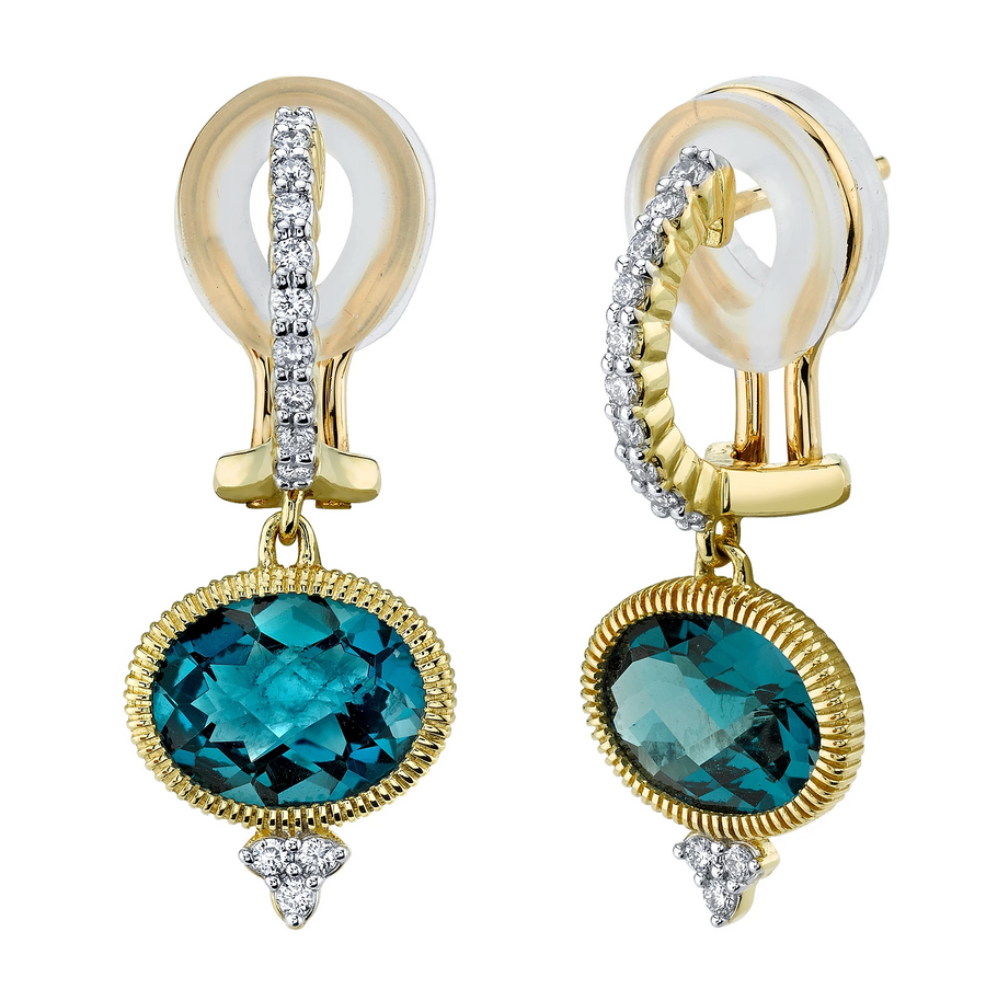 Sloane Street 18k Yellow Gold London Blue Topaz & Diamond Earrings- SS-E0003C-LB-WDCB-Y